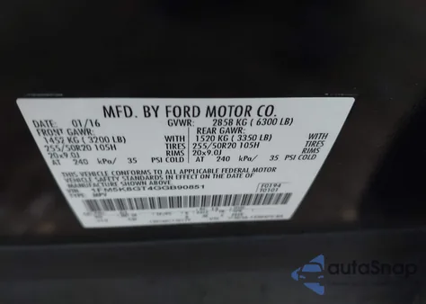 2016 Ford Explorer Sport from USA, damaged, VIN 1FM5K8GT4GGB90851